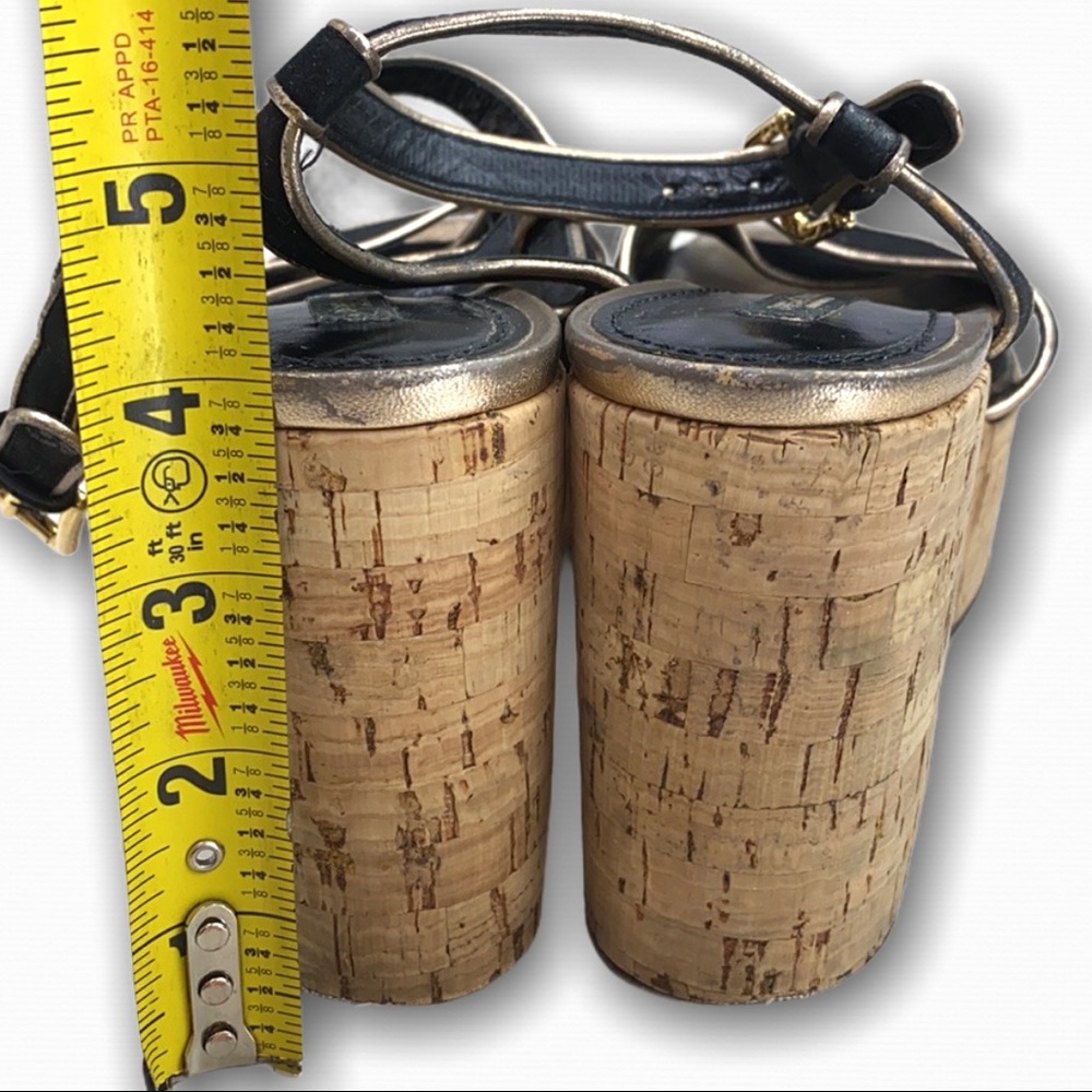 Dolce & Gabbana Black Velvet Gold Leather Wedges - Picture 9 of 15